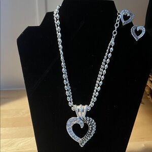 Montana Silversmiths Elegant Silver Heart Necklace and Earring Set